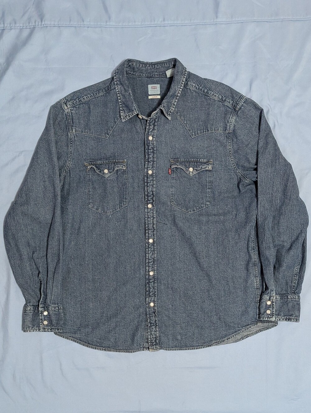 Levis Red Tab Denim Shirt Mens XL Standard Fit 85745-0023 Pearl Snap Cowboy